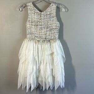 Nanette Lepore Girls Tweed Tulle Fit And Flare Dress Size M(10-12)